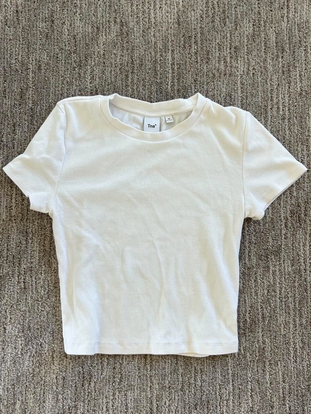 TNA White Ribbed Crop Tee